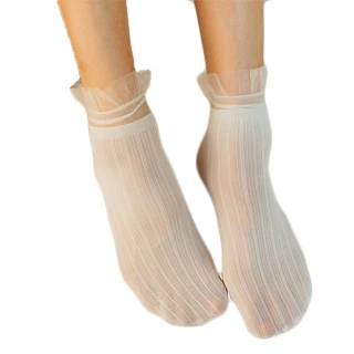 【OT SHOP】女款日系素色蕾絲花邊透膚絲襪 中筒襪 M1063(春夏潮流配件 超薄天鵝絨 舒適 襪子)
