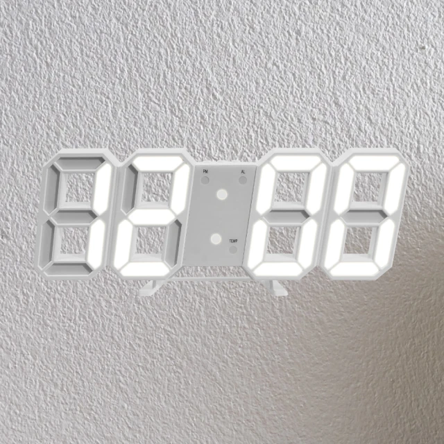 LED數字時鐘掛鐘-白殼白字