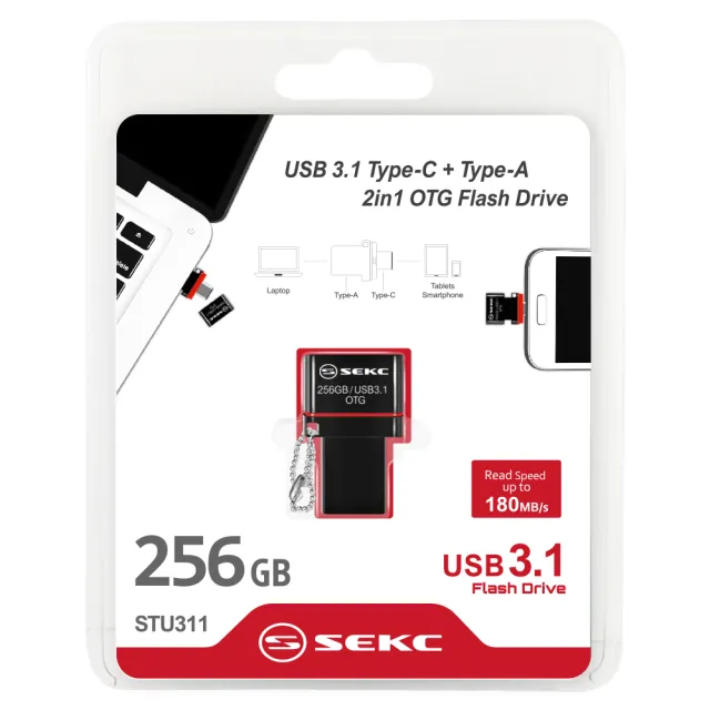 【SEKC】STU311 256GB USB3.1 Type C OTG 雙頭隨身碟