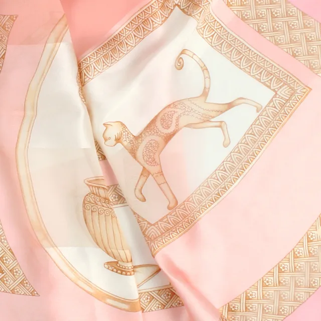 【LANVIN 浪凡】古典歐風宮廷擺飾方型絲巾(粉紅色)