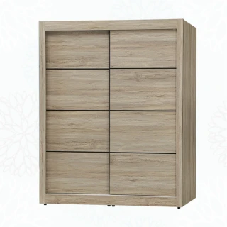 【綠活居】爾多瓦   現代5尺木紋推門衣櫃/收納櫃