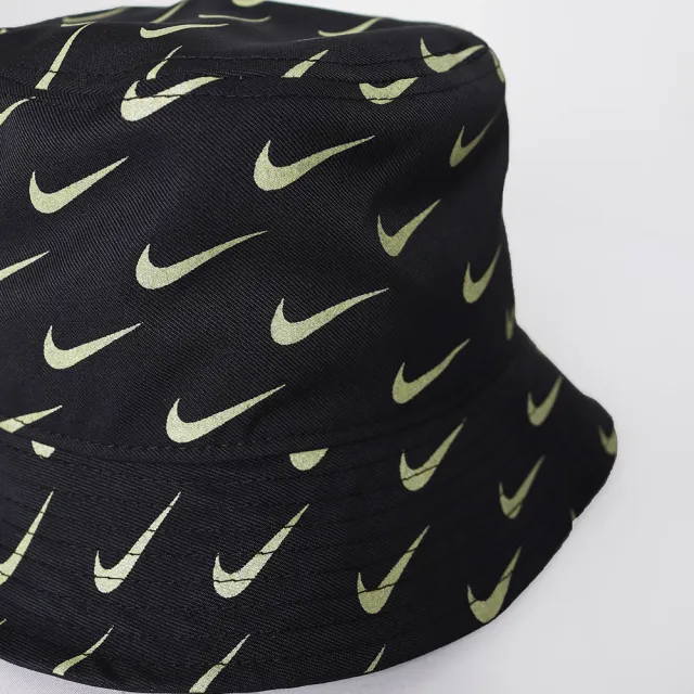 【NIKE 耐吉】漁夫帽 Kids Bucket Hat 童款 遮陽帽 外出 小朋友 滿版勾勾 黑 綠(DC4054-010)