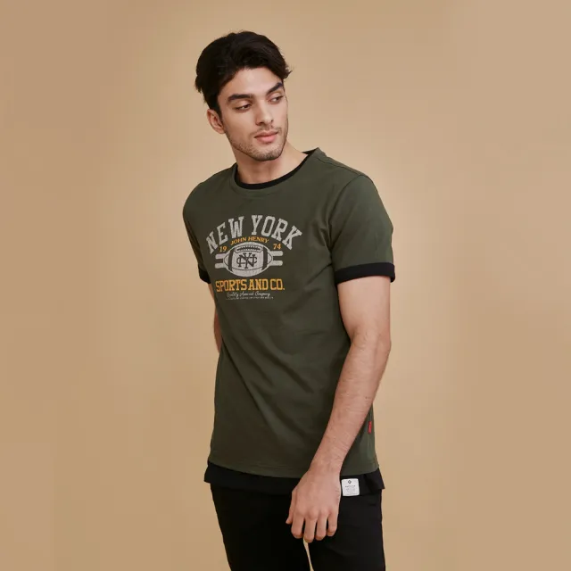【JOHN HENRY】純棉經典橄欖球運動風短袖T恤-綠