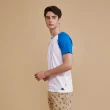 【JOHN HENRY】純棉雙色拼接短袖T恤-藍