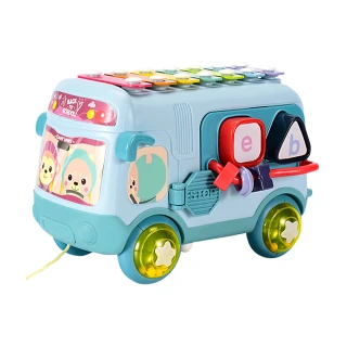 【JoyNa】益智玩具 寶寶巴士敲敲琴多功能學習玩具車(搖鈴.敲琴.積木)