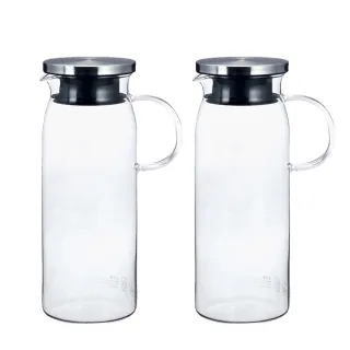 【iwaki】日本品牌不鏽鋼系列玻璃把手耐熱玻璃水壺-1000ml(買一送一)