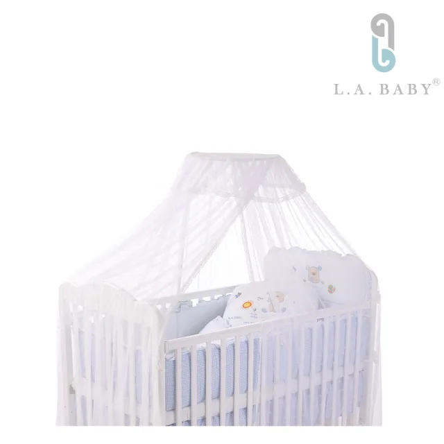 【L.A. Baby】豪華全罩式嬰兒床蚊帳(小床用S/高雅婚紗白色)