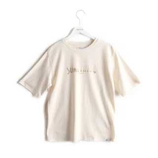 【SOMETHING】女裝 基本波紋LOGO短袖T恤(淺卡其)