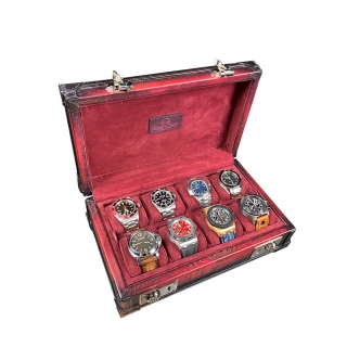 【伯倫】Scripto-X8 圖騰酒紅 收藏型銀釦八腕錶盒