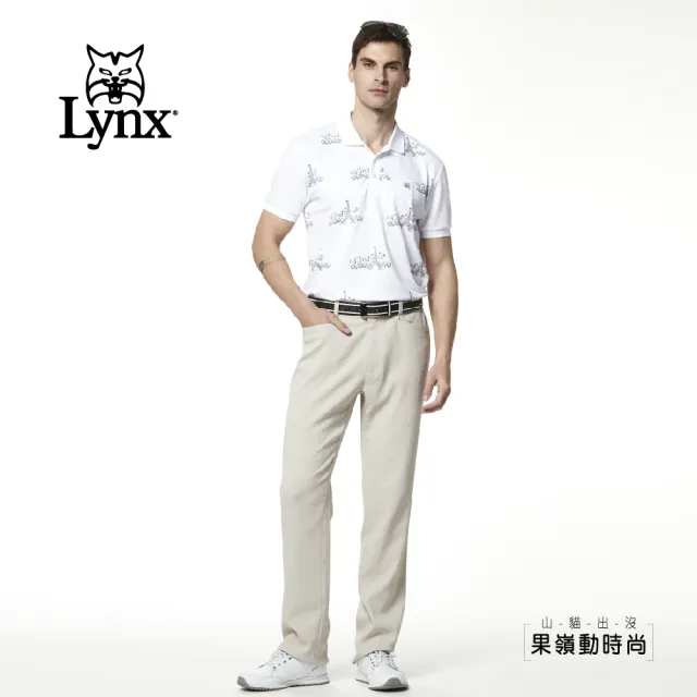 【Lynx Golf】男款日本進口布料基本版彈性舒適平口休閒長褲(卡其色)