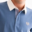 【Arnold Palmer 雨傘】男裝-美式拚色純棉POLO衫(藍灰色)