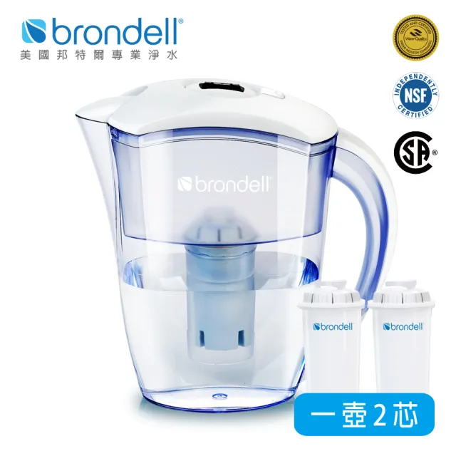 【Brondell】極淨白濾水壺+2入芯