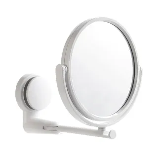 【JOHN HOUSE】無痕貼吸盤可調整雙面梳妝鏡 3倍放大 免釘浴室雙面鏡 化妝鏡 壁掛鏡(梳妝鏡)