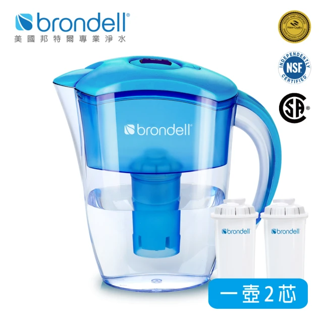 【Brondell】極淨藍濾水壺+2入芯