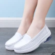 【JC Collection】真皮透氣親膚舒適氣墊厚軟彈鞋墊護士鞋休閒懶人鞋(白色)