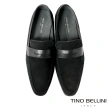 【TINO BELLINI 貝里尼】男款 牛麂皮簡約質感橫飾樂福鞋HM3T0006-1(黑)