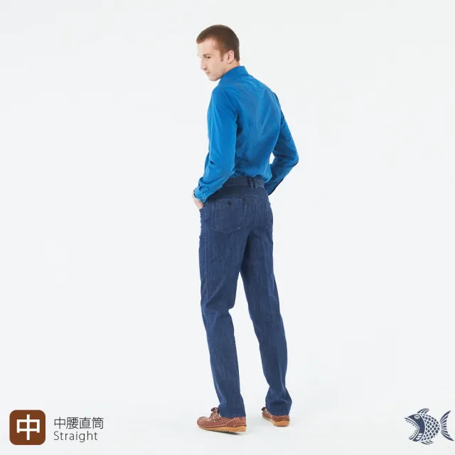 【NST JEANS】特大尺碼 湛藍雨絲紋牛仔男褲-中腰直筒(390-5913/3320)