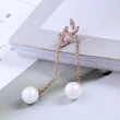 【Emi 艾迷】志玲姐姐婚禮同款925銀針橙葉珍珠垂墜鋯石耳環