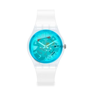 【SWATCH】原創系列手錶RETRO-BIANCO 藍洞秘境 瑞士錶 錶(34mm)