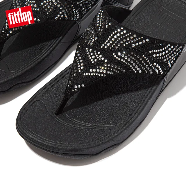 【FitFlop】LULU CRYSTAL FEATHER TOE-POST SANDALS 閃耀多色水鑽夾腳涼鞋-女(靚黑色)