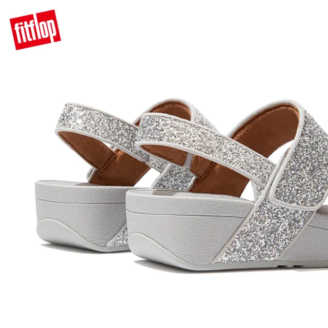 【FitFlop】MINA GLITTER MIX BACK-STRAP SANDALS 寬帶可調整式後帶涼鞋-女(銀色)