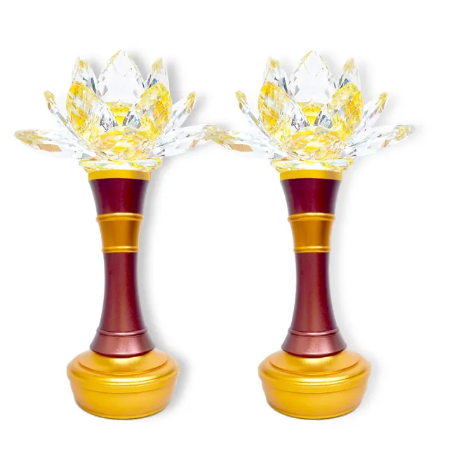 【新韻傳音】水晶蓮花燈 佛堂供燈 高23.5公分(USB、電池雙供電模式 中元普渡拜拜)