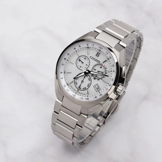 【CITIZEN 星辰】光動能萬年曆電波三眼計時手錶 母親節 送禮 禮物(CB5040-80A)
