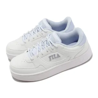 【FILA】休閒鞋 Court Trend 女鞋 白 藍 皮革 刺繡LOGO 小白鞋 斐樂(5C929X119)