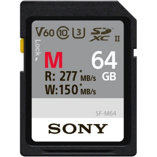 【SONY 索尼】SF-M64 SD SDXC 64G/GB 277MB/S UHS-II 高速記憶卡(公司貨 C10 U3 V60 支援4K 錄影)
