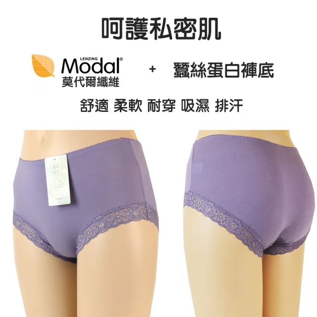 【Lovely 蘿芙妮】5件組莫代爾蠶絲蛋白極好穿蕾絲內褲(台灣製)
