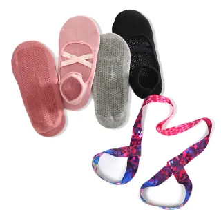 【LOTUS】買一送一 芭蕾女伶專業防滑瑜珈襪(贈兩用伸展收納繩)