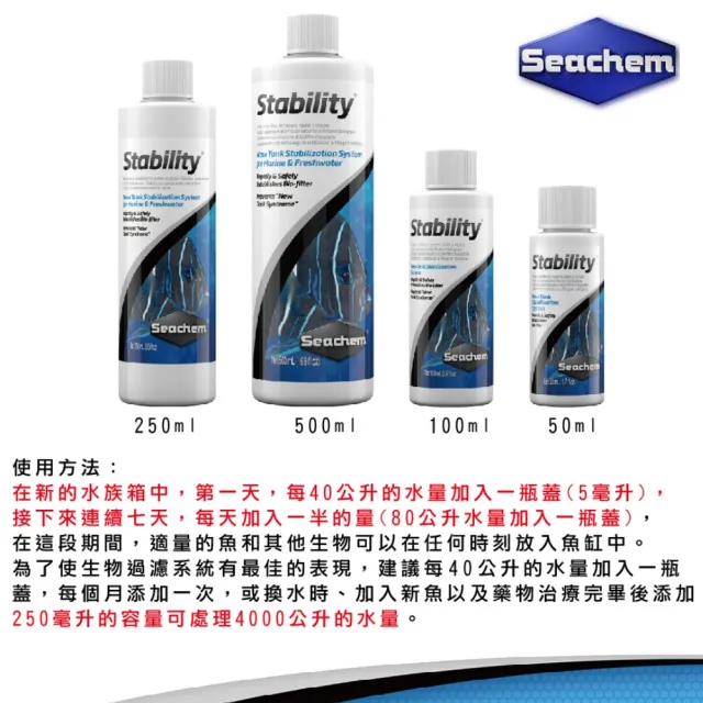 【Seachem 西肯】除氯氨水質穩定劑 500ml+全效硝化菌 500ml 水質全餐中大瓶組(淡海水觀賞魚魚缸使用)