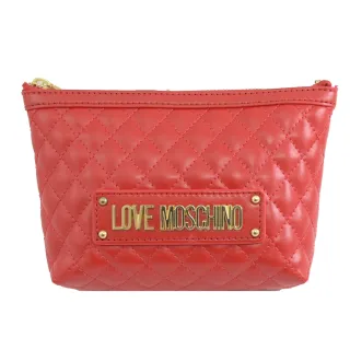 【MOSCHINO】LOVE MOSCHINO 菱格紋化妝包手拿包萬用包(紅)