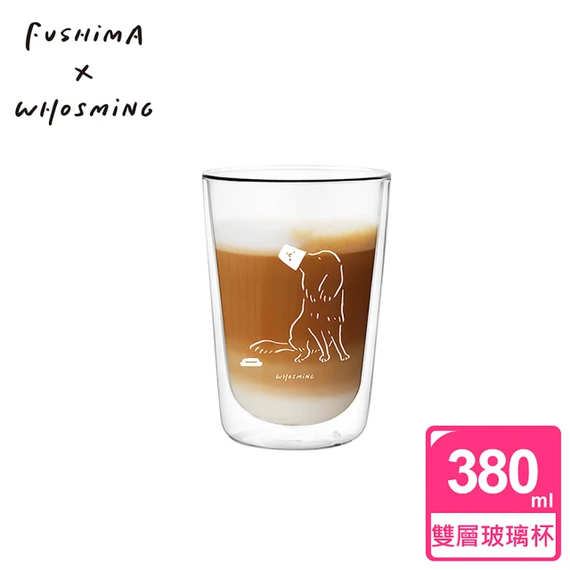 【FUSHIMA x WHOSMiNG】聯名款雙層玻璃杯380ml(狗主子)