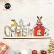 【摩達客】耶誕-聖誕英文字牌麋鹿紅屋木質擺飾(單件組)