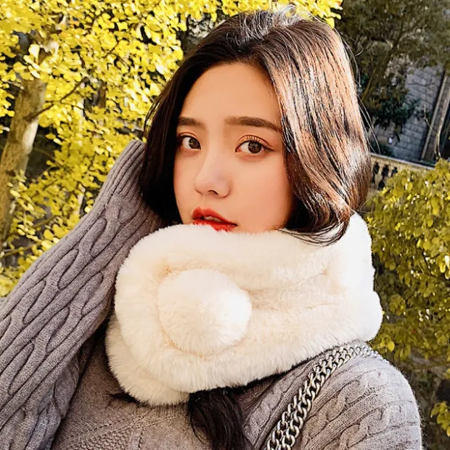 【HaNA 梨花】韓國東大門暖暖冬天來了．三管獺兔毛毛球圍脖脖圍