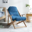 【生活工場】北歐簡約可拆洗式櫸木躺椅-藍色
