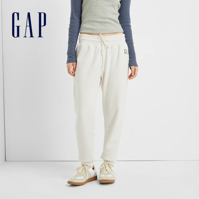 GAP 女裝 Logo高腰短裙 碳素軟磨法式圈織系列-奶油米