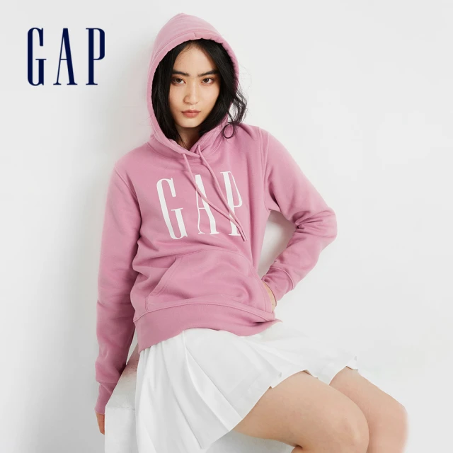 GAP 女裝 Logo帽T 碳素軟磨系列-粉紅色(809238)