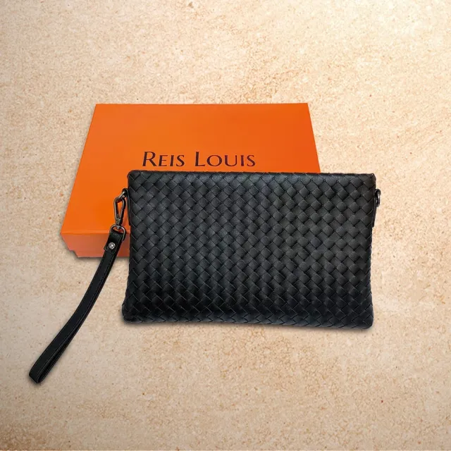 【REIS LOUIS 李斯路易斯】真皮 滿版編織牛皮手拿包(真皮包包 編織牛皮)