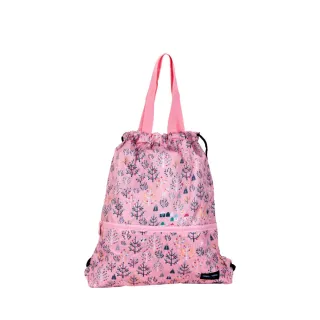 【HAPI+TAS】新 日本原廠授權 防潑水束口袋 粉紅森林(HAP0053/旅行收納包/ 旅行袋/ 購物袋)