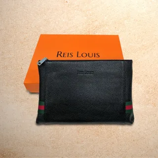 【REIS LOUIS 李斯路易斯】雙邊織帶簡約素面男士手拿包(簡約素面 手拿包)