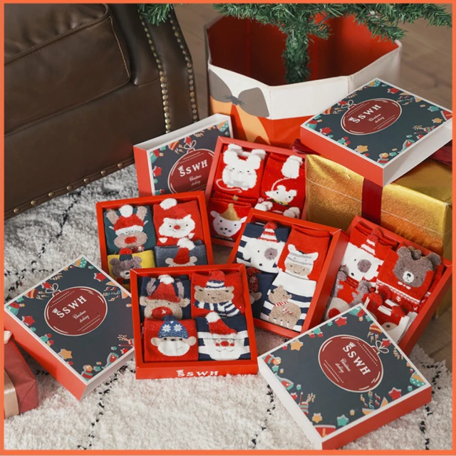 【CS22】聖誕節交換禮物中筒襪4雙組禮盒(聖誕襪)