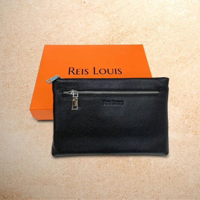 【REIS LOUIS 李斯路易斯】真皮 雙拉鍊素面男士牛皮手拿包(真皮包包 素面 牛皮手拿包)