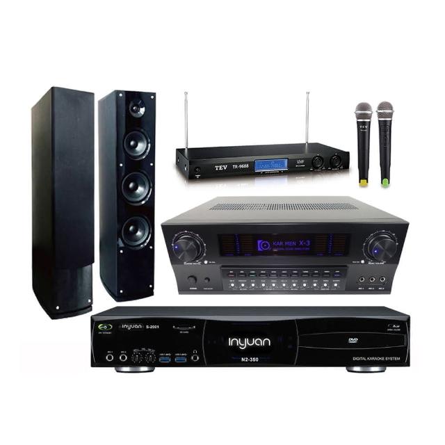 【音圓】S-2001 N2-350+KARMEN X3+TR-9688+AS-138(點歌機4TB+擴大機+無線麥克風+喇叭)