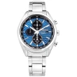 【SEIKO 精工】太陽能 三眼計時 日期 防水100米 不鏽鋼手錶 藍色 41mm(V176-0BH0B.SSC801P1)