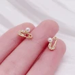 【Emi 艾迷】韓系925銀針俐落形象別針綴珠鋯石耳環