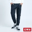 【EDWIN】男裝 EFS 側滾邊LOGO 太空棉長褲(黑色)