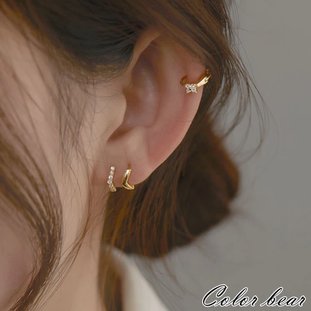 【卡樂熊】S925純銀氣質亮鑽耳骨造型耳環(三款)