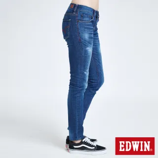 【EDWIN】女裝 MISS EDGE 紅線窄管牛仔褲(中古藍)
